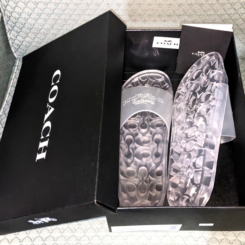 Coach Rubber Slides Ulyssa Clear Women Size 10B NIB